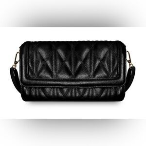Save The Girls: Sophisticated Black Quilted Wristlet with Fold-Over Design